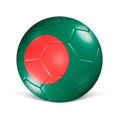 Soccer ball with Bangladesh flag 3d render front view