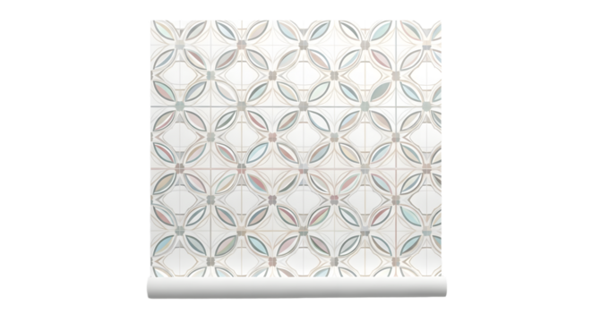 Pastel Geometric Floral Tile Pattern - Powered by Adobe