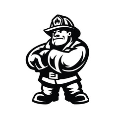 Bold Firefighter Mascot Strong and Determined, Ready to Serve and Protect with Courage and Bravery
