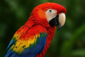 Fototapeta premium Vibrant Tropical Parrot with Colorful Feathers Perched on Branch Showing Exotic Wildlife Beauty