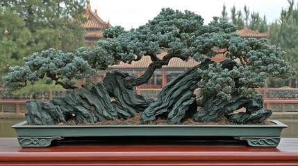 Stunning Bonsai Tree Landscape in a Pot Asian Garden Scenery
