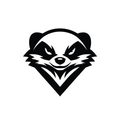 Bold and fierce badger head mascot emblem, a powerful black and white vector illustration ideal for sports team logos or gaming clans
