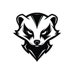 Monochrome vector art of a mythical three-headed beast, a ferocious wolf character logo with angry, bared teeth