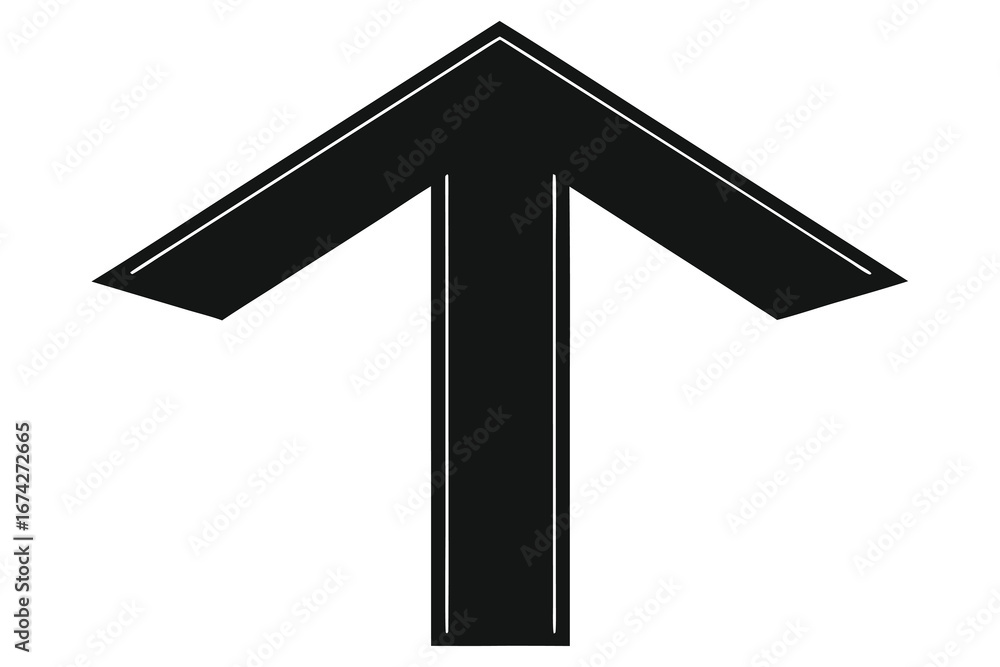 Aufkleber bold black arrow pointing upwards symbolizing direction guidance navigation and progression on a cle
