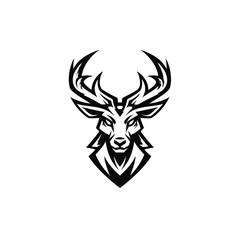 Majestic Stag Head Logo Elegant Black and White Design
