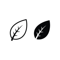Leaf nature icon set black and white

