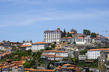 Fototapeta premium Panorama of Porto old town opening from The bridge of Luis I, Portugal