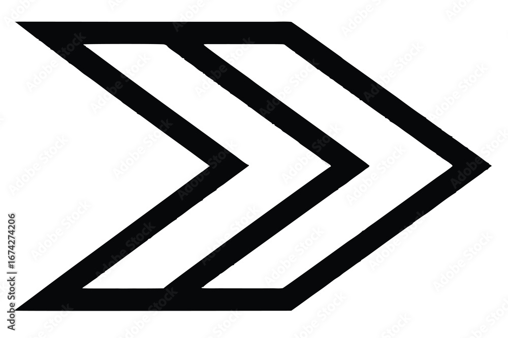 Poster double arrow pointing right modern black and white design for graphics navigation and user interface