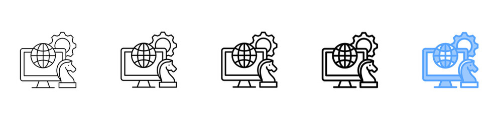 It Strategy Icon Different Style Outline Collection Set 