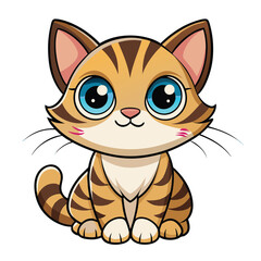 Obraz premium A cute and funny cartoon cat with a ginger fur is sitting, a perfect illustration of a playful domestic pet with a wagging tail