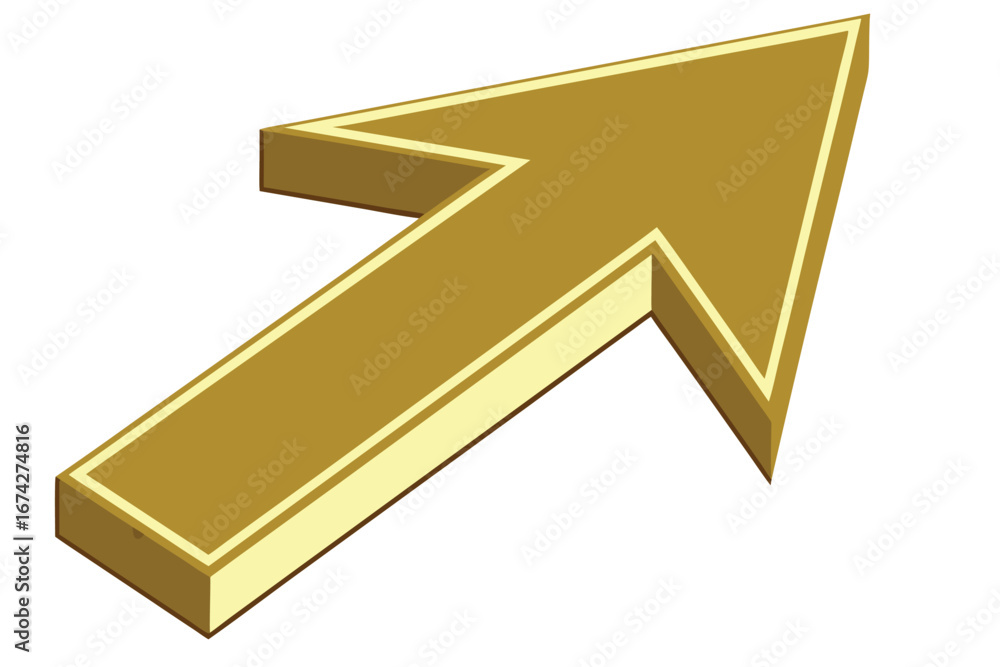 Aufkleber golden arrow pointing upward symbolizing success growth and direction with a clear white background 