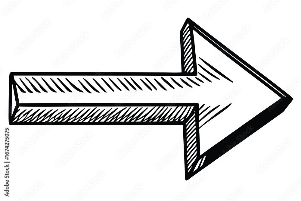 Fototapete hand drawn arrow pointing right direction vector illustration for navigation design and graphic elem