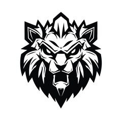 Intense Lion Head Logo Striking Black and White Design for Bold Branding