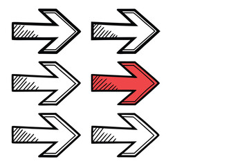 Hand Drawn Arrow Illustration Representing Individuality Innovation and Leadership Driving Forward with a Unique Direction and Creative Thinking Leading the Way