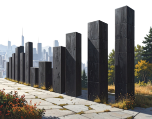 Minimalist Black Bar Graph with Tall Final Bar Highlight, isolated transparent background png