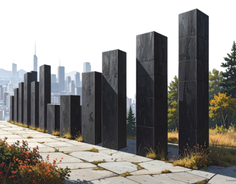 Minimalist Black Bar Graph with Tall Final Bar Highlight, isolated transparent background png