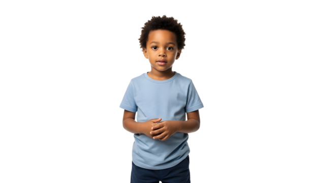 African-American Boy on Isolated Black Background