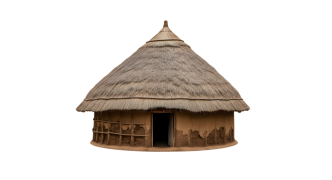 Traditional Round Hut with Thatch Roof