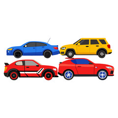 Obraz premium Isolated small red and yellow car vector illustration for a toy or model vehicle