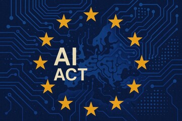European Union AI Regulation Concept with Digital Network and EU Flag Integration