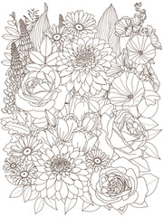 Abstract floral background. Coloring page for adults and children.