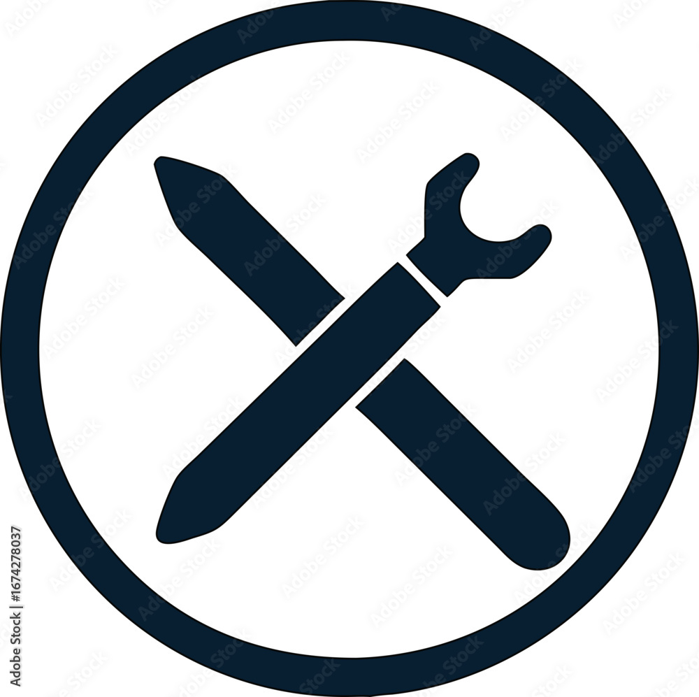 Poster vector settings icon featuring cross wrench symbol. ideal for web interfaces, mobile apps, or ui des