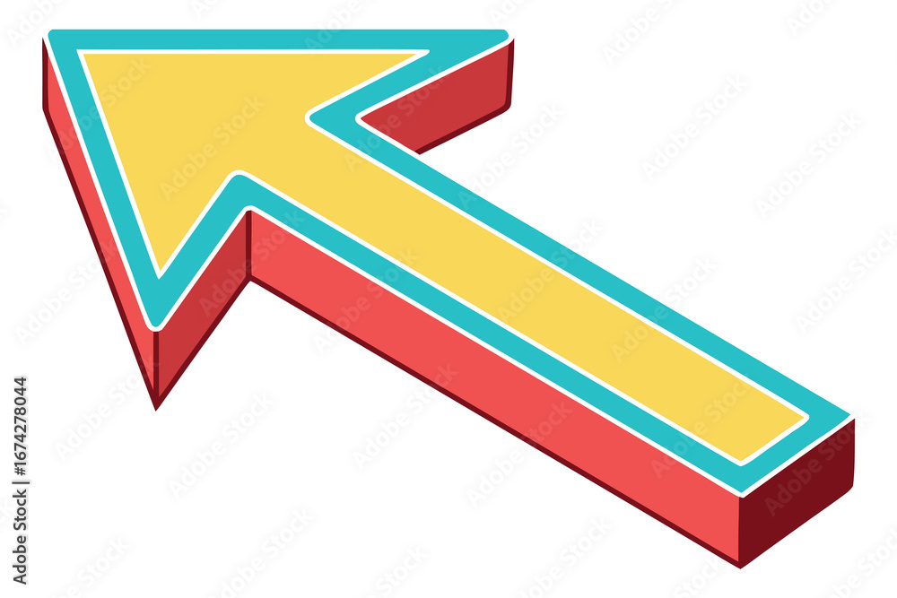 Poster vibrant directional arrow graphic with bold colors ideal for navigation and wayfinding designs and c
