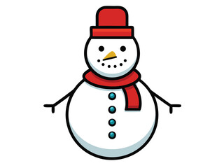 Merry Christmas winter snowman vector on white background