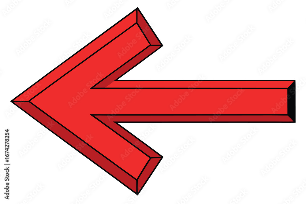 Aufkleber vibrant red arrow pointing left with subtle 3d effect for graphic design projects and presentations