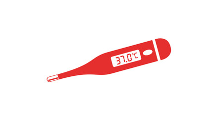 Digital thermometer illustration with a 37.0 degree Celsius reading for medical usage and health