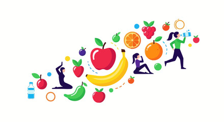 Harmony of healthy living: An illustration balancing fitness with wholesome nourishment