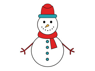 Merry Christmas winter snowman vector on white background