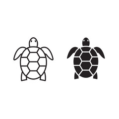 Obraz premium Turtle Icon Set Black and White 