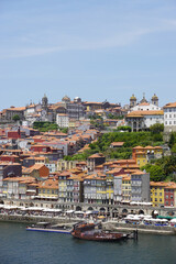 Panorama of Porto old town opening from The bridge of Luis I, Portugal