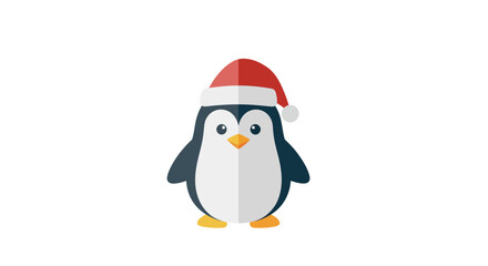 Festive penguin with santa hat for holiday greetings and christmas season cards