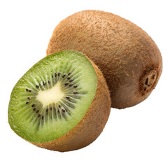 A whole kiwi fruit isolated on a transparent background