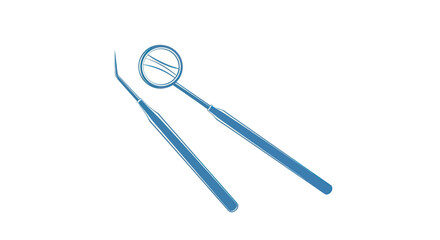 Dental examination tools on a white background represent dental health illustration
