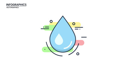 Refreshing water droplet graphic illustration symbolizing purity and hydration campaign concept