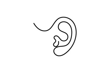 Minimalist Continuous Line Art of a Human Ear - Isolated Vector Icon Design