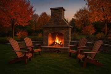 Cozy Backyard Fire Pit Gathering Area with Comfortable Seating for Late Summer Evening Entertainment