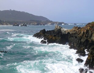 Coastal scene of a rugged shoreline