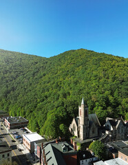 Aerial view of historic downtown Jim Thorpe, PA
