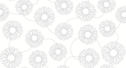 Delicate floral pattern with seamless sunflower outlines on a light background design