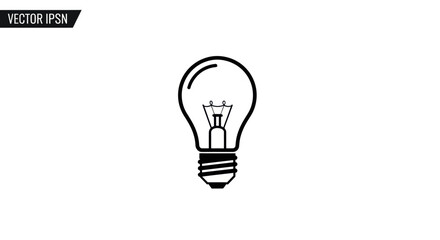 Classic lightbulb outline with incandescent filament creating a simple idea concept
