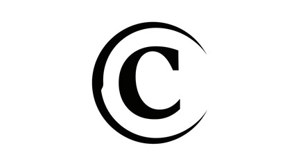 Stylized copyright symbol on a plain white background offering a minimalist look