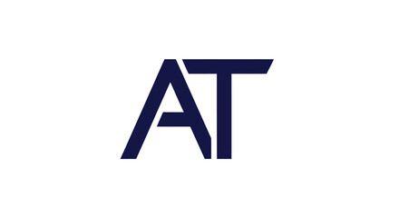 Elegant and simple monogram design featuring the letters A and T in a modern geometric style