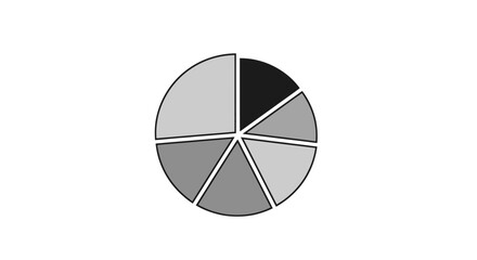 Simplified pie chart illustration of divided data segments and statistical proportion