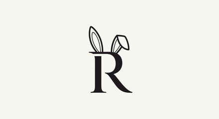 Whimsical Letter R Logo Design Featuring Bunny Ears for Easter or Playful Brand