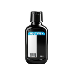 Fototapeta premium Mouthwash bottle displayed on a plain background showcasing a modern design with an emphasis on hygiene and freshness