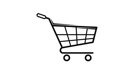 Sleek shopping cart line art illustration emphasizing commercial retail operations